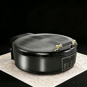 Poêle Électrique Noire et Or 30 cm 1500W Double Chauffage Antiadhésive Grande Capacité Usage Domestique - Product Image 3
