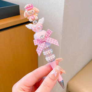 Stylo à bille en métal neutre mignon pour filles, avec nœud, diamant, dessin animé, peluche, spinner, 0,5 mm, écriture lisse noire - Product Image 6