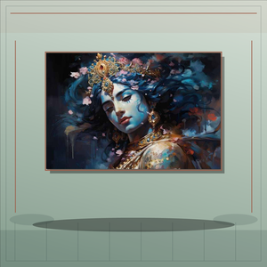 <strong>Krishna</strong> Hindu Devotional Portrait Canvas Wall <strong>Art</strong> Two Artwork Options for Home Altar Meditation Room Hotel Interior - Product Image 6
