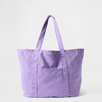 Sac fourre-tout en toile lavée, couleur unie, sac à bandoulière avec poche avant, grande capacité, sac de shopping pour femmes, pour un usage quotidien et les voyages