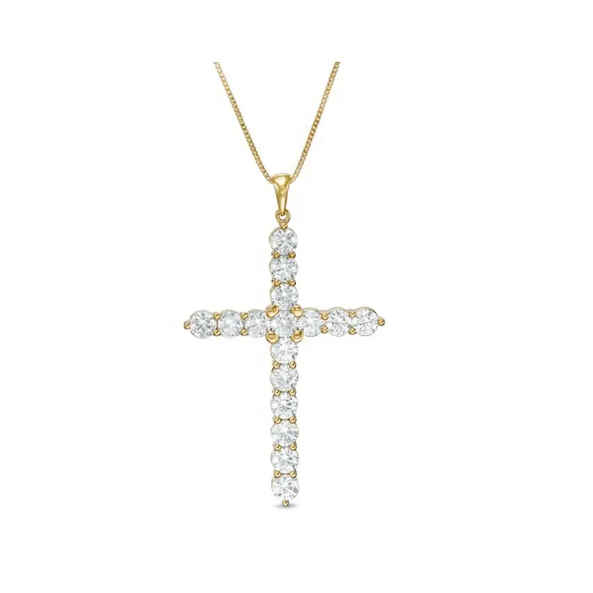 cross pendant necklace lab grown diamond 14k gold jewelry