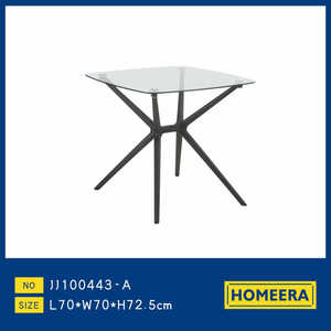 Tavolo da Pranzo Casual Homeera con Piano in Vetro Temperato e Gambe in Metallo, Design Moderno per Arredamento Casa - Product Image 1