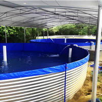 Bac de Pisciculture Circulaire de Haute Qualité 113t, Étang d'Aquaculture pour Élevage de Crevettes en Acier Galvanisé Haute Densité, Modèle Personnalisable