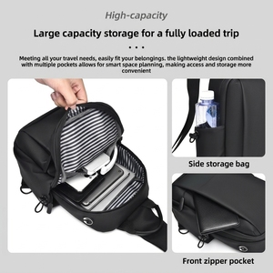 Großhandel Maßgefertigte Modische Wasserdichte Umhängetasche mit Reißverschluss Reise-Oxford-Tasche mit USB-Anschluss Brusttasche für Herren - Product Image 3
