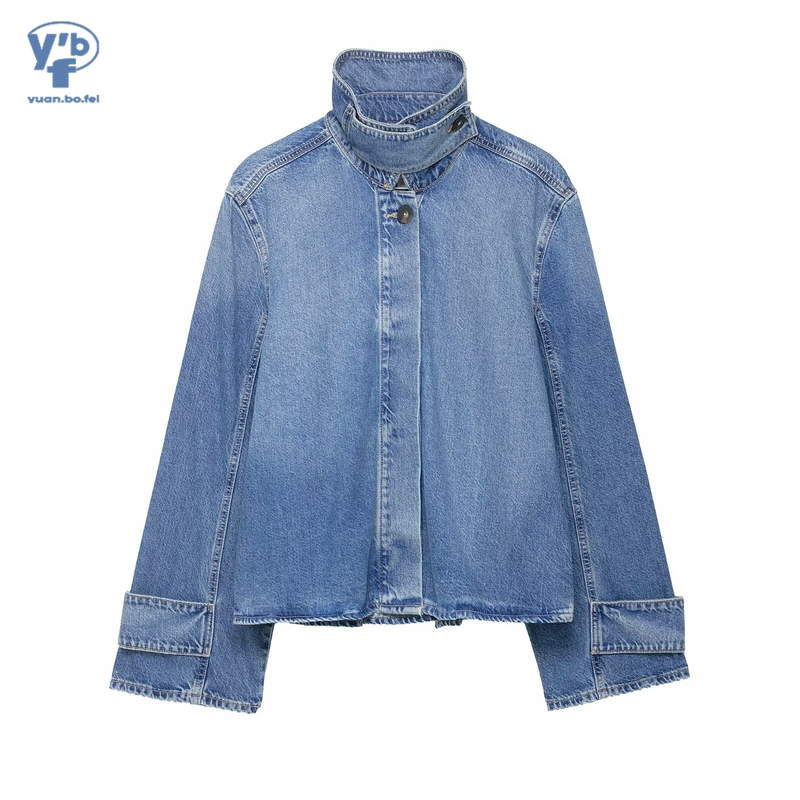 YUANBOFEI Women Denim Jacket Patchwork Vintage