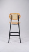 Tabouret de bar moderne avec dossier en rotin, hauteur de comptoir, chaise d'îlot de cuisine avec pieds en métal