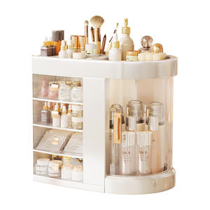 Boîte de rangement cosmétique avec tiroirs, organisateur de bureau transparent, grande capacité pour le rangement des soins de la peau et des rouges à lèvres - Product Image 1