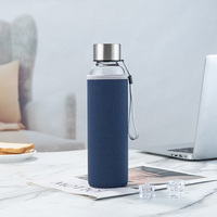 Manchon de protection en néoprène transparent réutilisable sans BPA de 500ml pour bouteille d'eau potable en verre à haute teneur en borosilicate d'eau chaude et froide