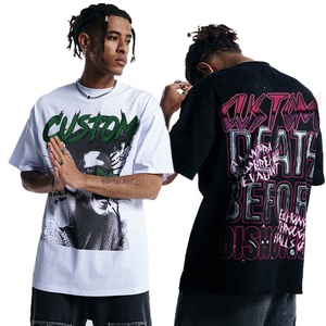 Diamantes de imitación de peso pesado de gran tamaño para hombres de alta calidad Heavy Boxy Bulk 100% algodón con etiqueta personalizada camisetas serigrafiadas personalizadas - Product Image 3