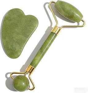 Outils de massage corporel et facial en jade naturel, germanium et quartz rose, rouleaux pour les yeux en jade blanc - Product Image 5