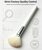 Pinceau éventail en poils de chèvre naturels super doux et moelleux, marque privée, pour fard à joues, poudre, maquillage du visage, kit d'outils cosmétiques
