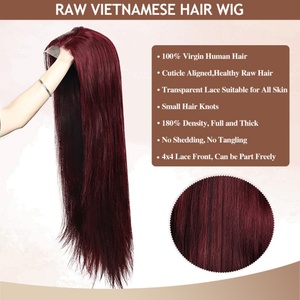 วิกผมคนบราซิลแบบตรงไม่มีกาว4x4วิกผมคน99J สีเบอร์กันดีสำหรับผู้หญิงผิวดำ - Product Image 4