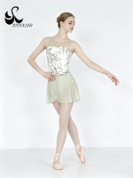 Justaucorps de ballet sans manches en maille à imprimé bambou et encre chinoise Anna Shi avec ensemble de costume de danse professionnel pour filles