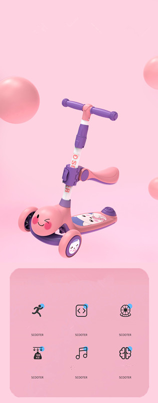 Kids 3 Wheel Scooty With Lights And Music - Hsu