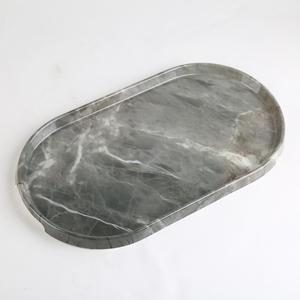 Modern Melamine Oval Tray <b>Black</b> White Marble Pattern Serving Platter Kitchen Decor - Product Image 5