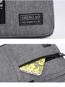 Nieuwe collectie mode borsttas goedkope heuptas heren schoudertas met USB-oplader en koptelefoongat - Product Image 6