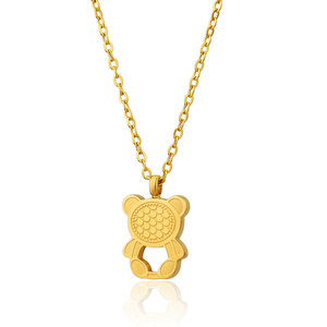 Collier pendentif ours en acier inoxydable 316L plaqué or 14k 18k personnalisé pour femmes, vente en gros - Product Image 5