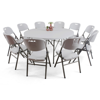 Mesa plegable para pícnic al aire libre, 4 pies, 6 pies y 8 pies, plegable, redonda, de plástico, portátil, para eventos