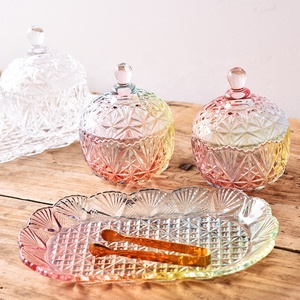 Azucarero de <span class=keywords><strong>Cristal</strong></span> / Tarro de Dulces con Patrón y Tapa - Product Image 1