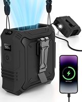 Ventilateur portable 3-en-1 multifonction 8000 mAh à suspendre à la ceinture, rechargeable, ultra-silencieux, avec fonction batterie externe, pour l'extérieur