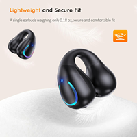 Earbud Nirkabel YYK-Q71 Model Jepit Telinga, Tahan Air IPX7, Bass HIFI, Layar Daya Digital LED, Earphone Open Ear untuk Olahraga dan Workout