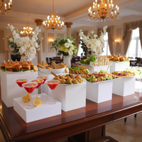 Support Présentoir Alimentaire en Acrylique Blanc pour Mariages et Événements – Ensemble Buffet et Rehausseurs