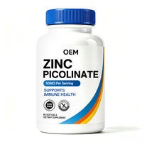 Complément Alimentaire OEM Zinc Picolinate 50mg Gélules Molles à Haute Absorption Zinc Chélaté Soutient la Santé Immunitaire Sans OGM Sans Gluten