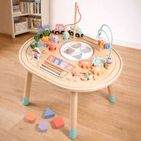Table d'activités Montessori multifonctionnelle en bois pour enfants avec labyrinthe de perles, rail de voitures et tri de formes – Bureau interactif pour tout-petits