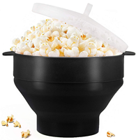 Bol à Popcorn en Silicone avec couvercles, accessoires de cuisine, pour Popcorn Popper micro-ondes bol pliable avec couvercles
