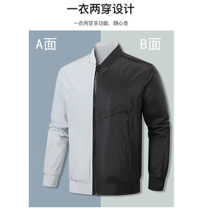 Reversible Men's Jacket Autumn Winter Windproof Flight Coat Custom Logo Daily Wear - Product Image 3