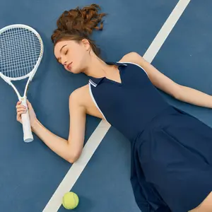 Personalizado sostenible Mujeres Entrenamiento Tenis Polo Vestido tenis activo desgaste deporte Golf falda con pantalones cortos incorporados