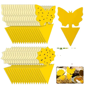 Pièges à insectes collants jaunes non toxiques, double face, forme papillon et triangulaire, <span class=keywords><strong>attrape</strong></span>-moucherons et mouches à fruits pour plantes et cuisine - Product Image 1