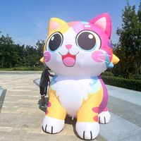 Modèle de chat géant gonflable géométrique coloré personnalisé en tissu Oxford et nylon, durable, résistant au soleil et à l'eau