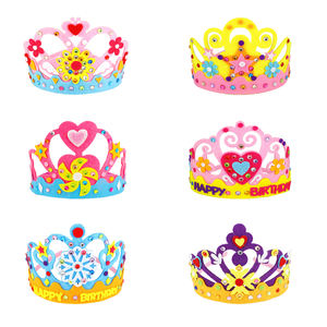 Marca de girasoles 2025, superventas, Mini corona de princesa, tela no tejida DIY artesanal de juguete, gemas multicolores para <span class=keywords><strong>pasta</strong></span> creativa para niños - Product Image 1