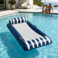 Bouée de piscine en maille pour adultes, chaise longue gonflable en PVC avec appui-tête et repose-pieds, design rayé, personnalisable OEM