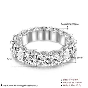 GR50 Low Moq venta al por mayor moda promesa apilable grandes anillos de circón conjunto compromiso mujeres Cz 5A S925 joyería anillo de bodas de plata - Product Image 6