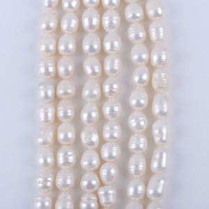 Perlas de Agua Dulce Naturales al por Mayor, Forma de Arroz, 18cm 7-8mm, Blancas, para Hacer Joyas, Collares, Perlas Sueltas - Product Image 2