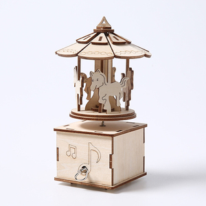 子供DIY木製ジグソーパズル観覧車カルーセルオルゴールハウスモデルプロモーションおもちゃのための教育手作りゲーム - Product Image 1