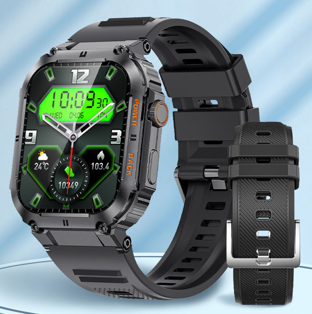 2026 Hot Selling Rugged Waterproof Square IPS Display Smart Watch Alarm Clock Rubber 5-10 Days Battery Life for Outdoor Sports