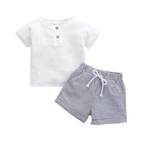 Conjunto de roupas de bebê recém-nascido, camiseta e bermuda de algodão com 2 peças, verão, 2022