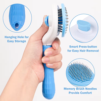 Brosse démêlante auto-nettoyante incurvée pour animaux de compagnie, peigne anti-puces en acier inoxydable pour chiens et chats, brosse à poils pour animaux