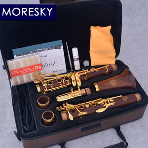 MORESKY Red Wood Professional Clarinet Rosewood Bb Gold-plated 17/18 Keys Solid Wood Mopane Sib Klarnet M151(OEM) - Product Image 2