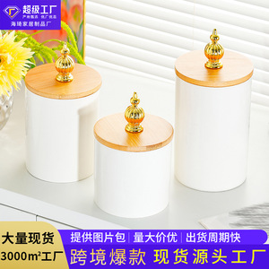 Ceramic Storage <b>Jar</b> <b>With</b> Wooden <b>Lid</b> 501-800Ml <b>Large</b> Capacity For Spices Coffee Sugar Food - Product Image 5