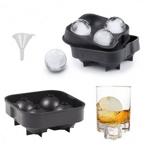 Cocktail Whiskey <b>Ice</b> Ball <b>Maker</b> Tray 4 Large Silicone <b>Ice</b> Molds DIY Round Mould Kitchen Bar - Product Image 2