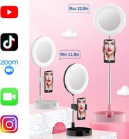 Anneau lumineux LED pour selfie et vidéo, miroir de maquillage, support de téléphone, diffusion en direct YouTube TikTok, lumière blanc chaud 3500K, IP44, hauteur réglable