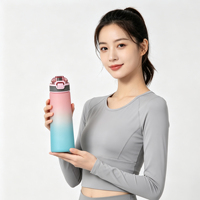 Bouteilles d'eau aromatisées avec logo personnalisé, qualité alimentaire, couvercle à clapet, paille intégrée, compatibles lave-vaisselle, pour festivals, camping, randonnée