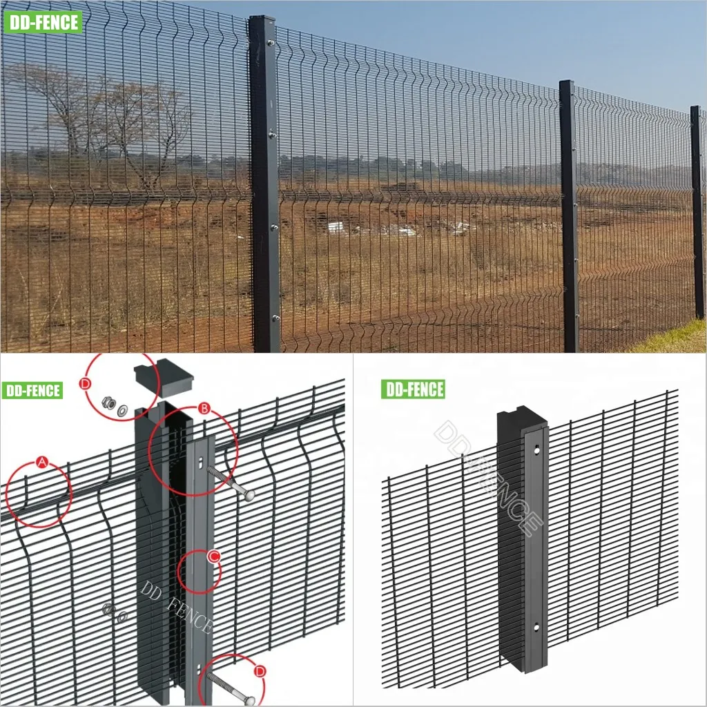 High Security Weld Mesh Dense Panel Fence 3D 2D Anti Climb 338 3510 358 Wire Wall Fence for Prison Airport Yard Bay Harbor