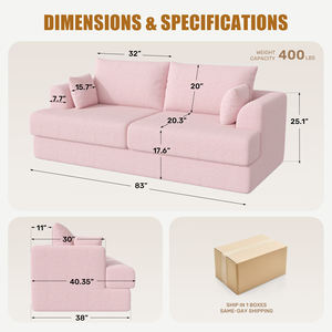 Comfortable Convertible <b>Sofa</b> <b>Bed</b> Woven Fabric Ergonomic Curves Advanced Airflow No Assembly Required Living Room School - Product Image 6