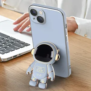 Custodia per telefono con supporto pieghevole per <span class=keywords><strong>astronauta</strong></span> 3D per iPhone 14 13 Pro Max 12 11 Pro XS Max XR custodia protettiva per lenti - Product Image 3