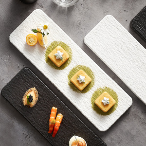 Vajilla Rectangular Japonesa para Sushi, Platos Blancos para Servir Sashimi, Plato de Cerámica Negro para <span class=keywords><strong>Restaurante</strong></span> - Product Image 1